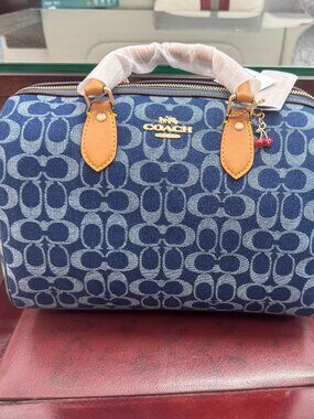 Coach Rowan Satchel Bag In Signature Denim Canvas NWT CY699